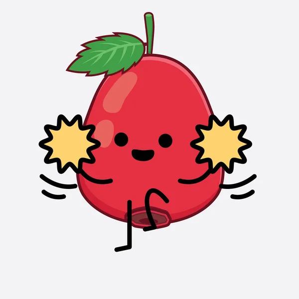 Vektor Illustration Rose Hip Fruit Character Med Söt Ansikte Enkla — Stock vektor