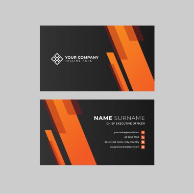 Profesyonel iki kenarlı kartvizit vektör şablonu logo sahibi, isim, adres, telefon numarası, web sitesi ve e-posta