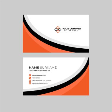 Profesyonel iki kenarlı kartvizit vektör şablonu logo sahibi, isim, adres, telefon numarası, web sitesi ve e-posta