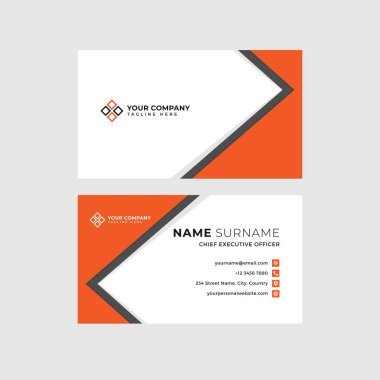 Profesyonel iki kenarlı kartvizit vektör şablonu logo sahibi, isim, adres, telefon numarası, web sitesi ve e-posta