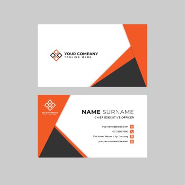 Profesyonel iki kenarlı kartvizit vektör şablonu logo sahibi, isim, adres, telefon numarası, web sitesi ve e-posta