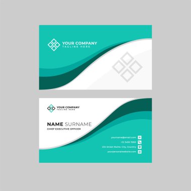 Profesyonel iki kenarlı kartvizit vektör şablonu logo sahibi, isim, adres, telefon numarası, web sitesi ve e-posta