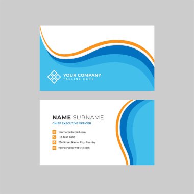 Profesyonel iki kenarlı kartvizit vektör şablonu logo sahibi, isim, adres, telefon numarası, web sitesi ve e-posta