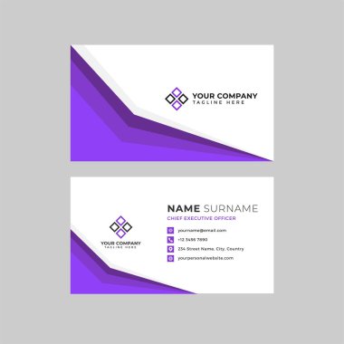 Profesyonel iki kenarlı kartvizit vektör şablonu logo sahibi, isim, adres, telefon numarası, web sitesi ve e-posta