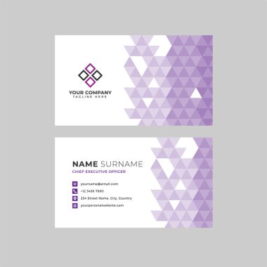 Profesyonel iki kenarlı kartvizit vektör şablonu logo sahibi, isim, adres, telefon numarası, web sitesi ve e-posta