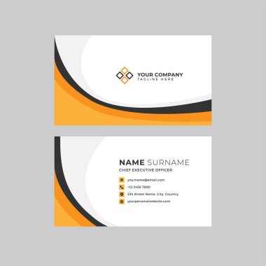 Profesyonel iki kenarlı kartvizit vektör şablonu logo sahibi, isim, adres, telefon numarası, web sitesi ve e-posta