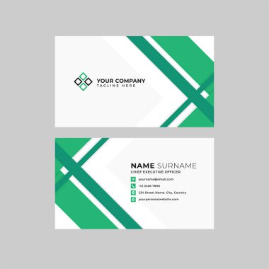 Profesyonel iki kenarlı kartvizit vektör şablonu logo sahibi, isim, adres, telefon numarası, web sitesi ve e-posta