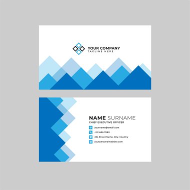 Profesyonel iki kenarlı kartvizit vektör şablonu logo sahibi, isim, adres, telefon numarası, web sitesi ve e-posta