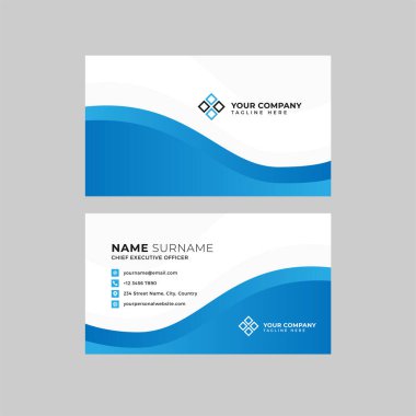 Profesyonel iki kenarlı kartvizit vektör şablonu logo sahibi, isim, adres, telefon numarası, web sitesi ve e-posta
