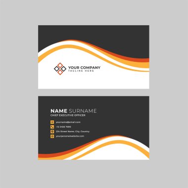Profesyonel iki kenarlı kartvizit vektör şablonu logo sahibi, isim, adres, telefon numarası, web sitesi ve e-posta
