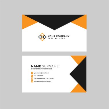 Profesyonel iki kenarlı kartvizit vektör şablonu logo sahibi, isim, adres, telefon numarası, web sitesi ve e-posta