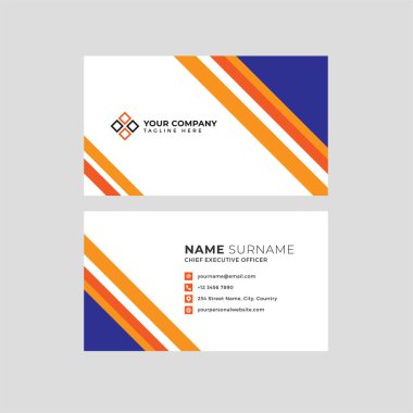 Profesyonel iki kenarlı kartvizit vektör şablonu logo sahibi, isim, adres, telefon numarası, web sitesi ve e-posta