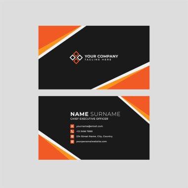 Profesyonel iki kenarlı kartvizit vektör şablonu logo sahibi, isim, adres, telefon numarası, web sitesi ve e-posta