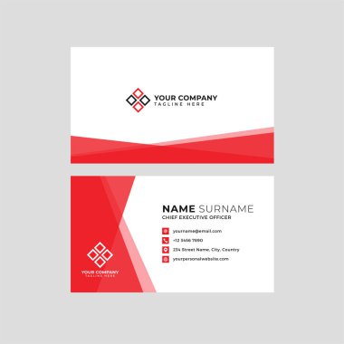 Profesyonel iki kenarlı kartvizit vektör şablonu logo sahibi, isim, adres, telefon numarası, web sitesi ve e-posta