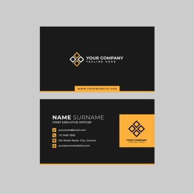 Profesyonel iki kenarlı kartvizit vektör şablonu logo sahibi, isim, adres, telefon numarası, web sitesi ve e-posta