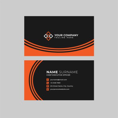 Profesyonel iki kenarlı kartvizit vektör şablonu logo sahibi, isim, adres, telefon numarası, web sitesi ve e-posta