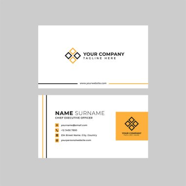 Profesyonel iki kenarlı kartvizit vektör şablonu logo sahibi, isim, adres, telefon numarası, web sitesi ve e-posta