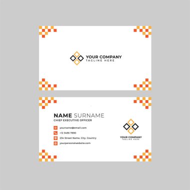 Profesyonel iki kenarlı kartvizit vektör şablonu logo sahibi, isim, adres, telefon numarası, web sitesi ve e-posta