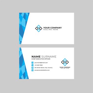 Profesyonel iki kenarlı kartvizit vektör şablonu logo sahibi, isim, adres, telefon numarası, web sitesi ve e-posta