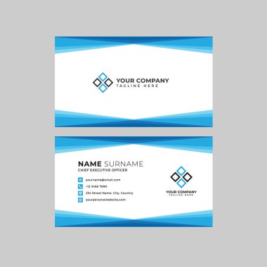 Profesyonel iki kenarlı kartvizit vektör şablonu logo sahibi, isim, adres, telefon numarası, web sitesi ve e-posta