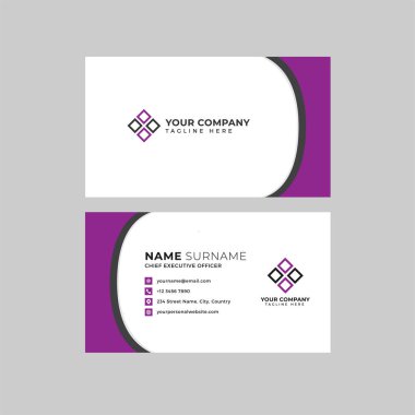 Profesyonel iki kenarlı kartvizit vektör şablonu logo sahibi, isim, adres, telefon numarası, web sitesi ve e-posta