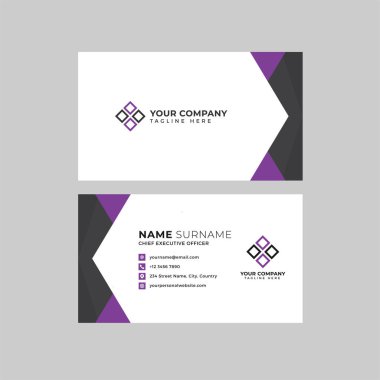 Profesyonel iki kenarlı kartvizit vektör şablonu logo sahibi, isim, adres, telefon numarası, web sitesi ve e-posta
