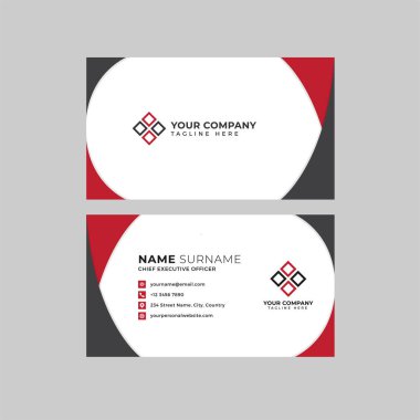 Profesyonel iki kenarlı kartvizit vektör şablonu logo sahibi, isim, adres, telefon numarası, web sitesi ve e-posta