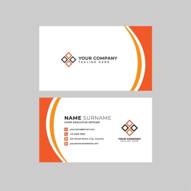 Profesyonel iki kenarlı kartvizit vektör şablonu logo sahibi, isim, adres, telefon numarası, web sitesi ve e-posta