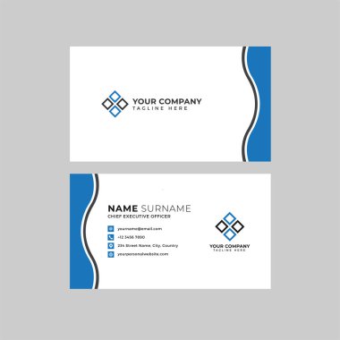 Profesyonel iki kenarlı kartvizit vektör şablonu logo sahibi, isim, adres, telefon numarası, web sitesi ve e-posta