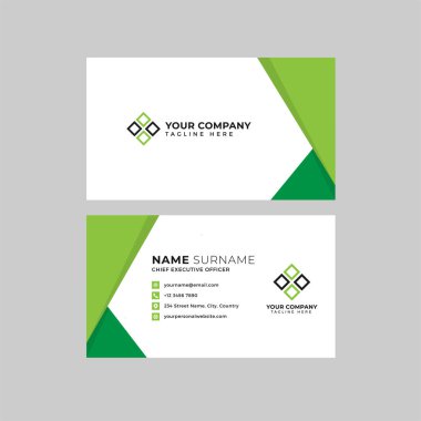 Profesyonel iki kenarlı kartvizit vektör şablonu logo sahibi, isim, adres, telefon numarası, web sitesi ve e-posta