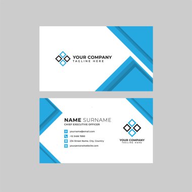Profesyonel iki kenarlı kartvizit vektör şablonu logo sahibi, isim, adres, telefon numarası, web sitesi ve e-posta