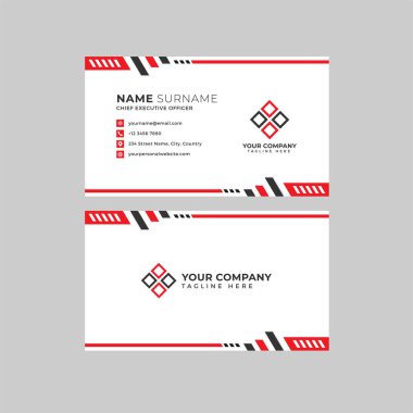 Profesyonel iki kenarlı kartvizit vektör şablonu logo sahibi, isim, adres, telefon numarası, web sitesi ve e-posta