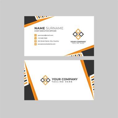 Profesyonel iki kenarlı kartvizit vektör şablonu logo sahibi, isim, adres, telefon numarası, web sitesi ve e-posta