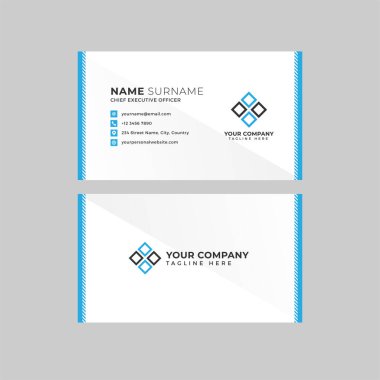 Profesyonel iki kenarlı kartvizit vektör şablonu logo sahibi, isim, adres, telefon numarası, web sitesi ve e-posta