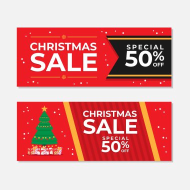 Kırmızı Noel Satış Sancak Şablonu