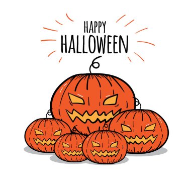 El Çizimi Cadılar Bayramı Balkabağı Jack o Fener Vektör Resimleri