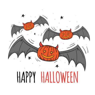 El Çizimi Cadılar Bayramı Balkabağı Jack o Fener Vektör Resimleri