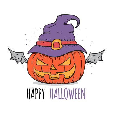 El Çizimi Cadılar Bayramı Balkabağı Jack o Fener Vektör Resimleri