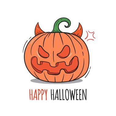 El Çizimi Cadılar Bayramı Balkabağı Jack o Fener Vektör Resimleri