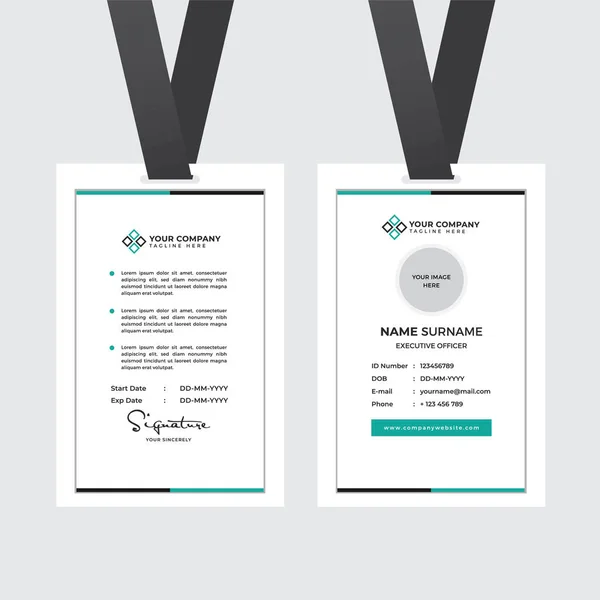 Premium Employee Card Met Photo Placeholder Naam Functie Bedrijfsprofiel Template — Stockvector