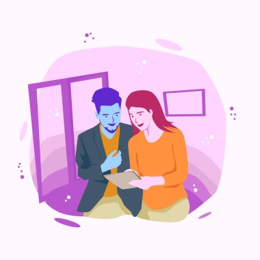 Mutlu Genç İş Meslektaşları Modern Düz Vektör İllüstrasyonu