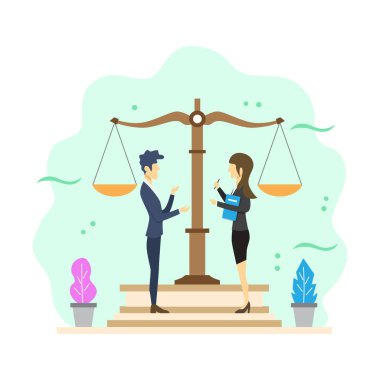 Düz Modern Hukuki Danışmanlık Vektörü İllüstrasyonu