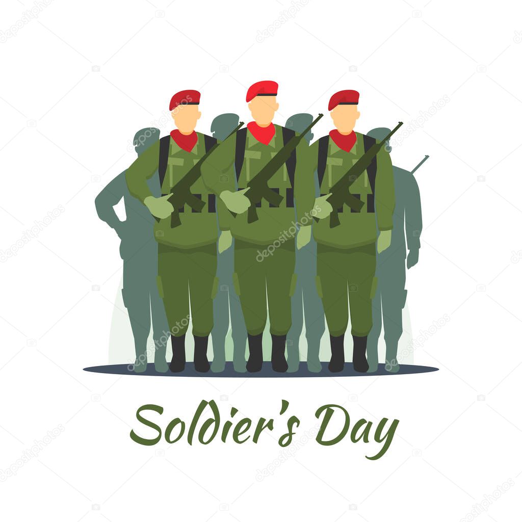 Soldier's day poster. Honoring all who served. Soldier's day illustration with silhouette