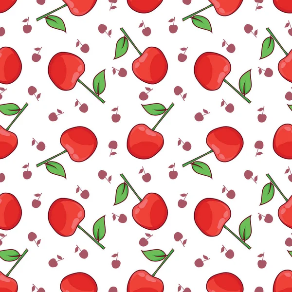 Bing Cseresznye Gyümölcs Zökkenőmentes Vektor Minta Illusztráció — Stock Vector