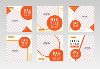 Kare Sosyal Medya Posta Sancakları, resim tutucu, damgalama ve tanıtım şablonları. Sosyal medya paylaşımları, internet veya internet reklamları için uygun. Fotoğraf kolajlı vektör illüstrasyonu.