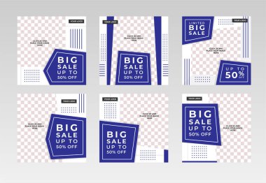 Kare Sosyal Medya Posta Sancakları, resim tutucu, damgalama ve tanıtım şablonları. Sosyal medya paylaşımları, internet veya internet reklamları için uygun. Fotoğraf kolajlı vektör illüstrasyonu.