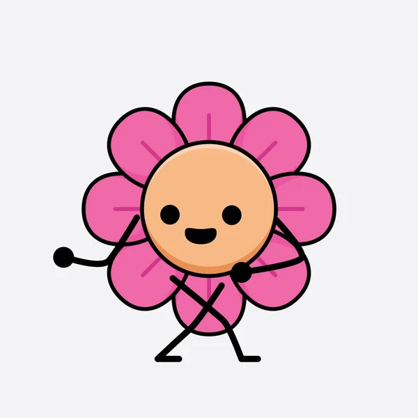 Ilustração Vetorial Personagem Flor Com Rosto Bonito Mãos Simples Arte — Vetor de Stock