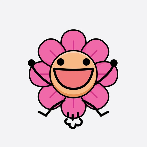 Ilustração Vetorial Personagem Flor Com Rosto Bonito Mãos Simples Arte — Vetor de Stock