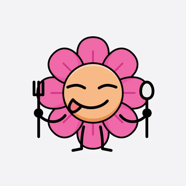 Ilustração Vetorial Personagem Flor Com Rosto Bonito Mãos Simples Arte — Vetor de Stock