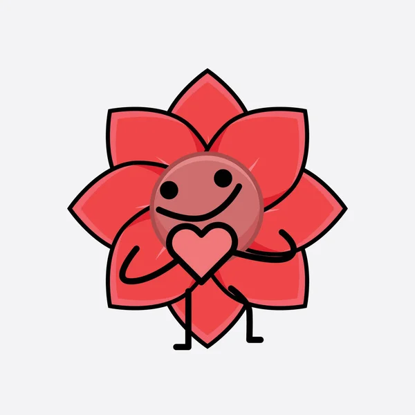 Vector Illustratie Van Flower Character Met Schattig Gezicht Eenvoudige Handen — Stockvector